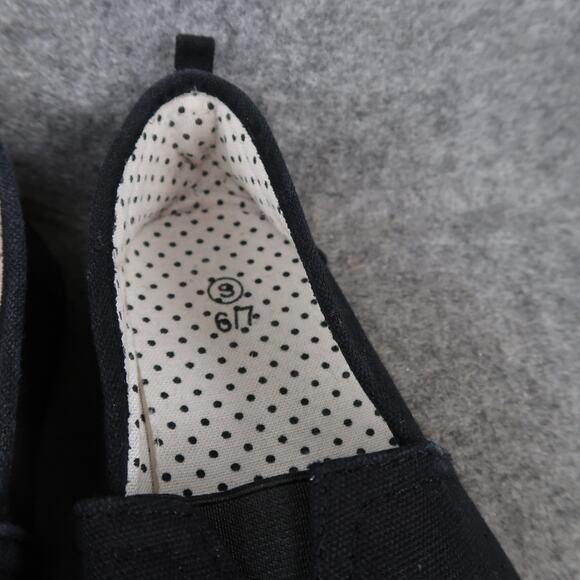 Casual Shoes Womens 6 7 Slip On Loafer Flats Sneakers Comfort Canvas Black - Picture 4 of 12